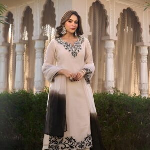 Black & white ombré duppata set