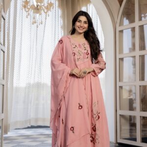 Pink muse chanderi suit set